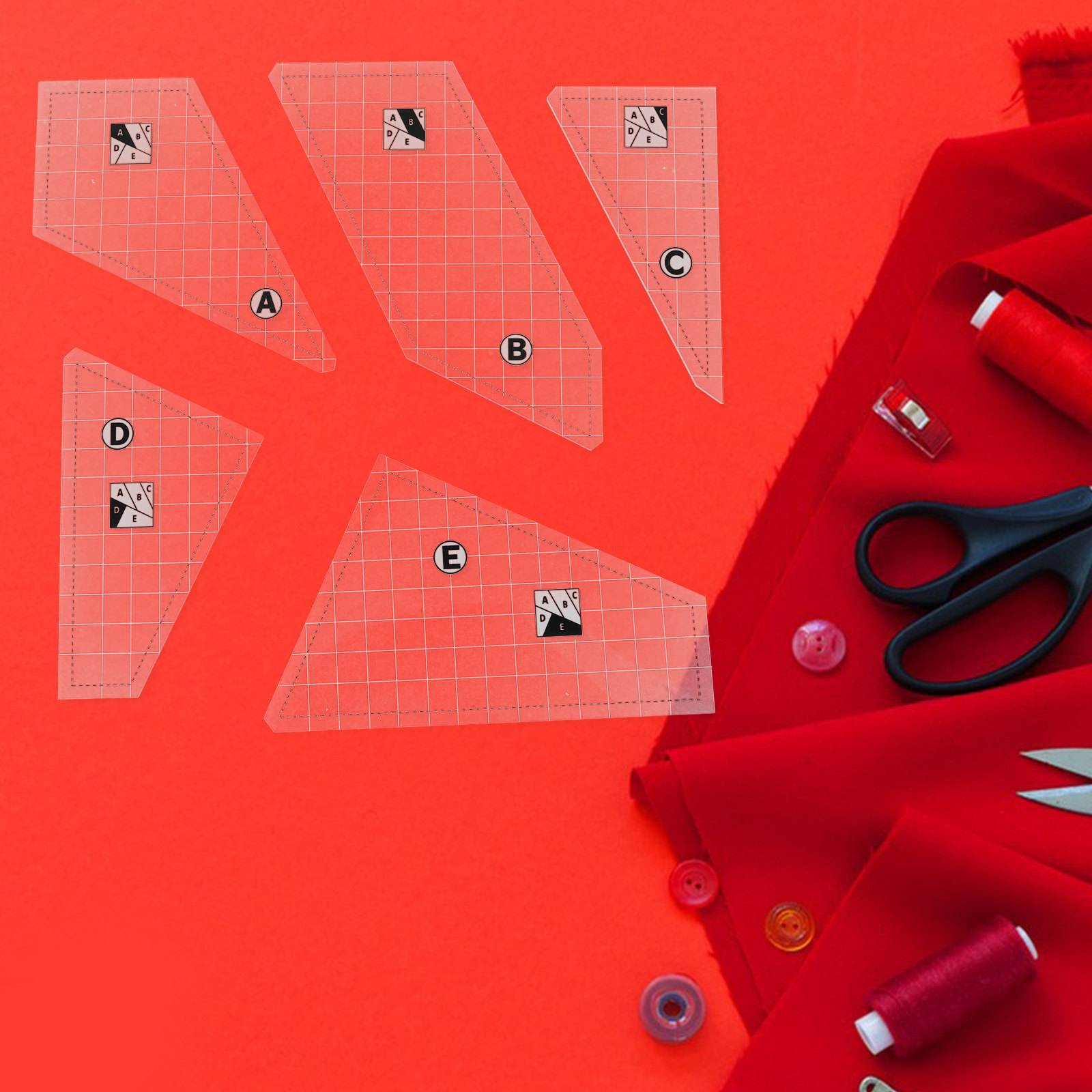 5Pcs Quilting Template Set Acr - Sewing Gauge Ruler 评论和价格