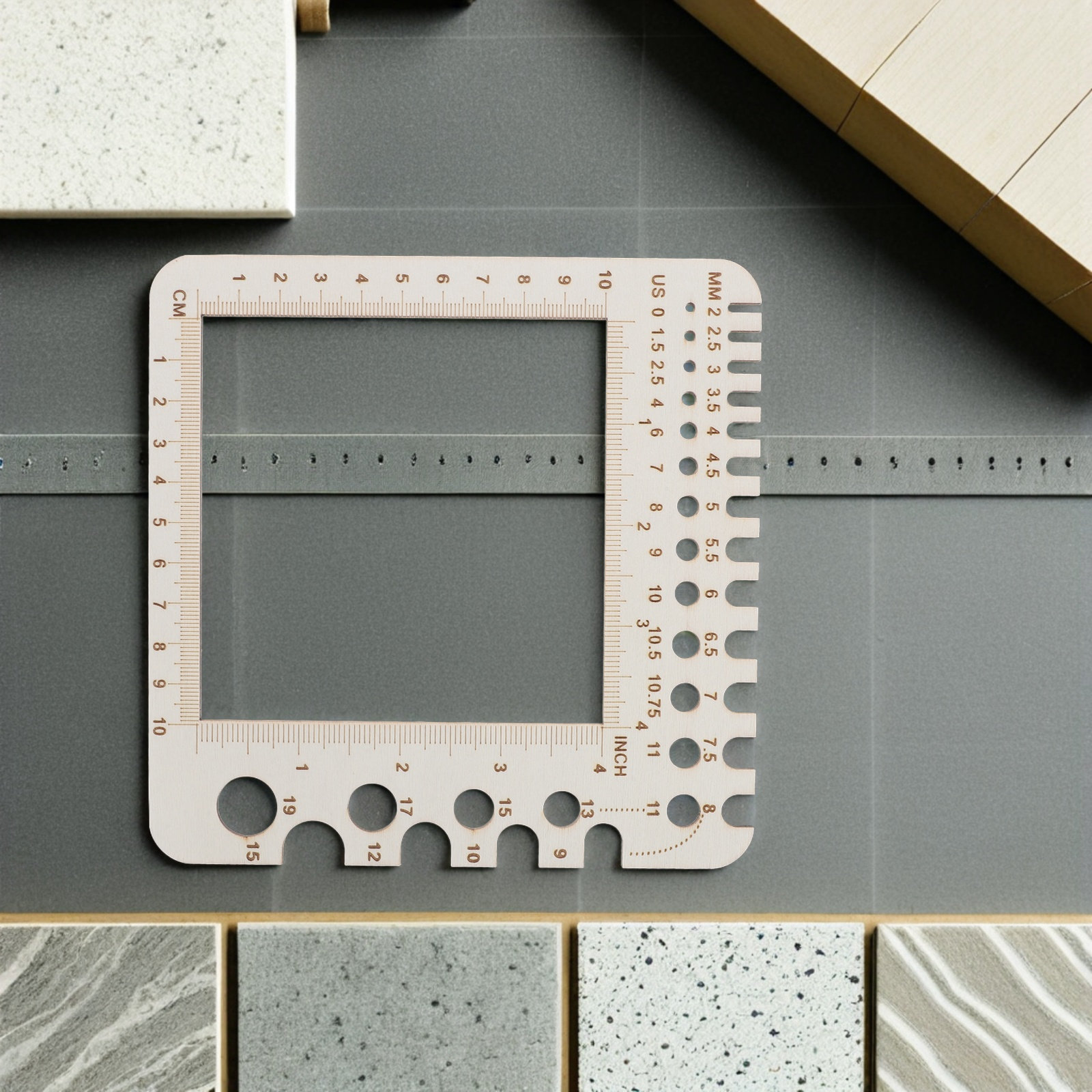 2Pcs Wooden Knitting Gauge Cro - Sewing Gauge Ruler 评论和价格