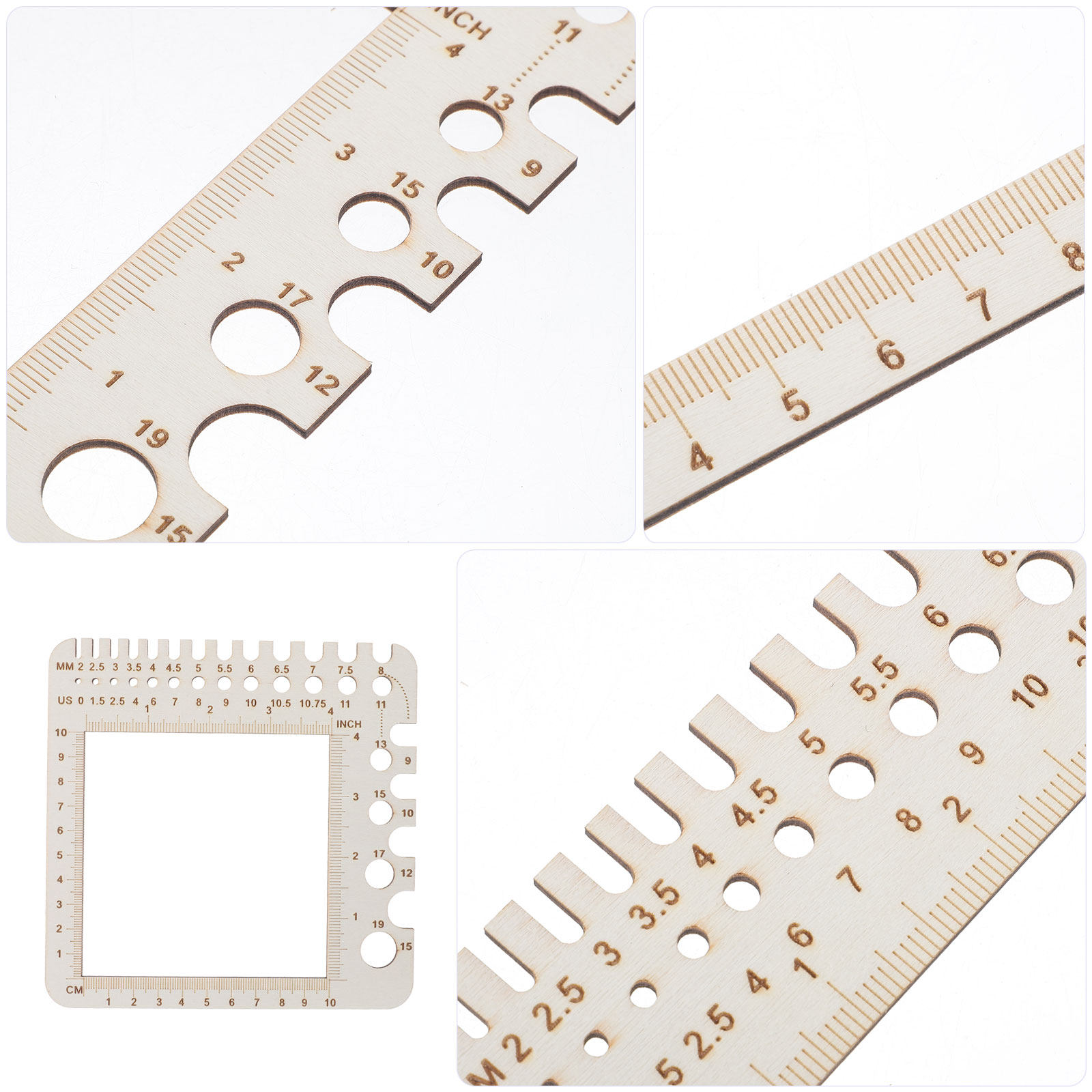 2Pcs Wooden Knitting Gauge Cro - Sewing Gauge Ruler 评论和价格